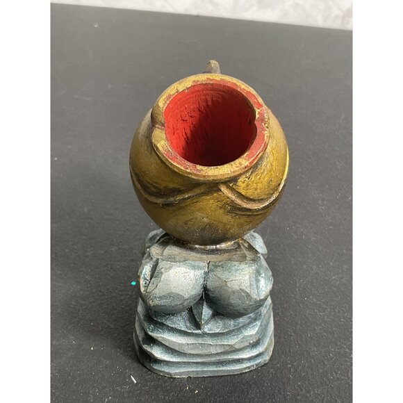 Hand-Carved and Painted Vintage Fish Figurine Vase Decor - Picture 2 of 6